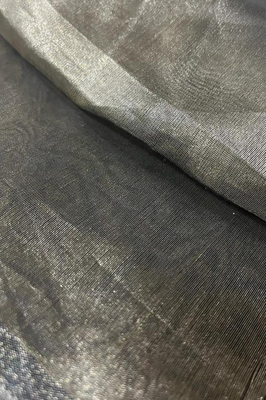 Golden And Black Handloom Banarasi Tissue Silk Fabric ( 1 Mtr ) - Luxurion World