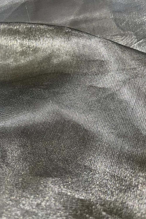 Golden And Black Handloom Banarasi Tissue Silk Fabric ( 1 Mtr ) - Luxurion World