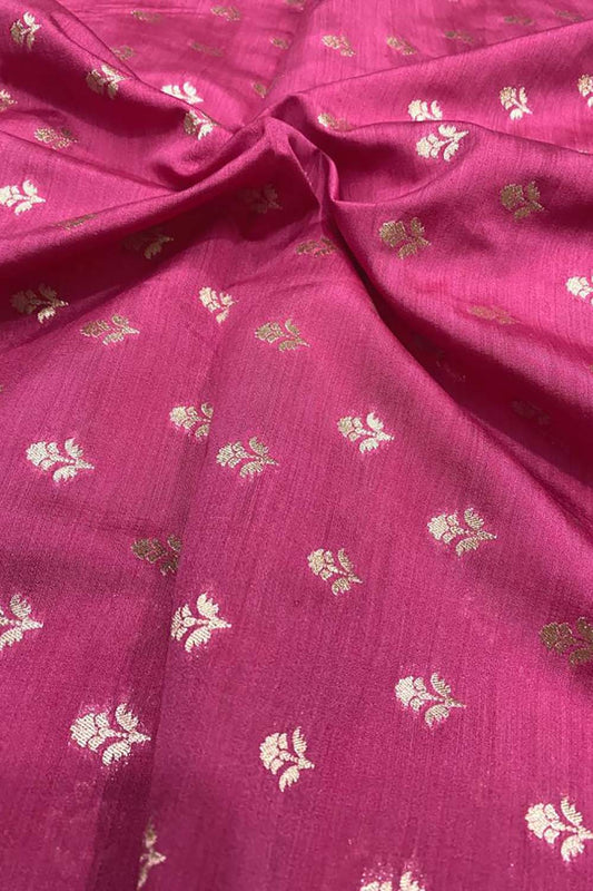 Pink Banarasi Chiniya Silk Fabric ( 1 Mtr ) - Luxurion World