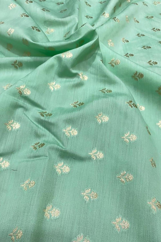 Blue Banarasi Chiniya Silk Fabric ( 1 Mtr ) - Luxurion World