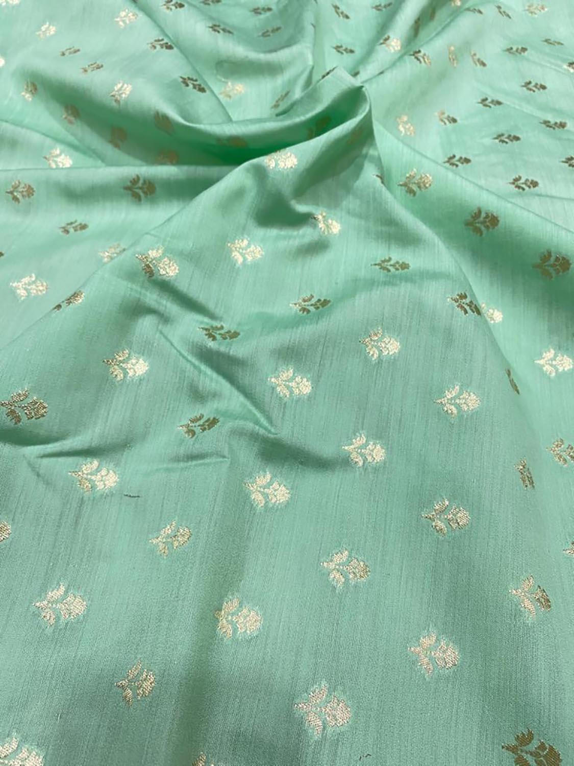 Blue Banarasi Chiniya Silk Fabric ( 1 Mtr ) - Luxurion World