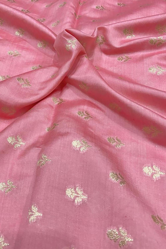 Pink Banarasi Chiniya Silk Fabric ( 1 Mtr ) - Luxurion World