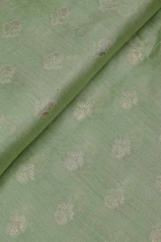 Green Banarasi Chiniya Silk Fabric - Luxurious 1 Mtr Length