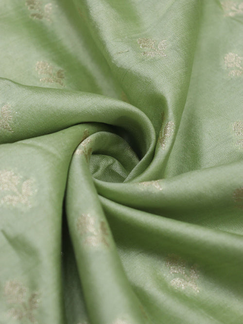 Green Banarasi Chiniya Silk Fabric - Luxurious 1 Mtr Length - Luxurion World