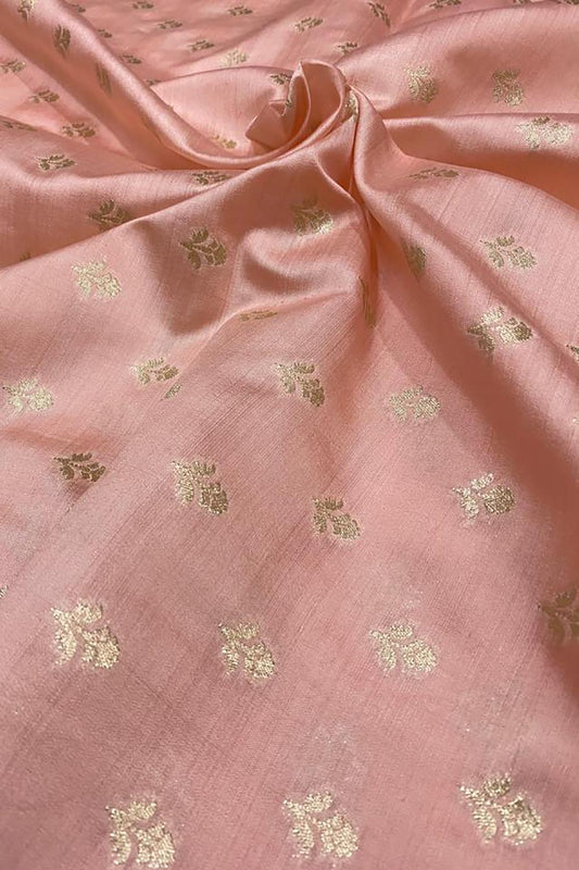 Pink Banarasi Chiniya Silk Fabric ( 1 Mtr ) - Luxurion World