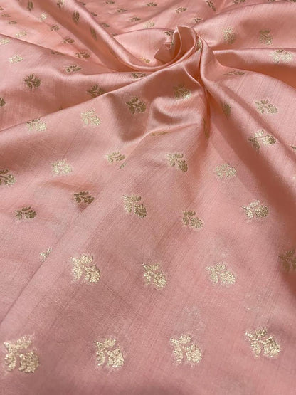 Pink Banarasi Chiniya Silk Fabric ( 1 Mtr ) - Luxurion World