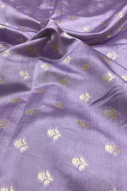 Purple Banarasi Chiniya Silk Fabric ( 1 Mtr ) - Luxurion World