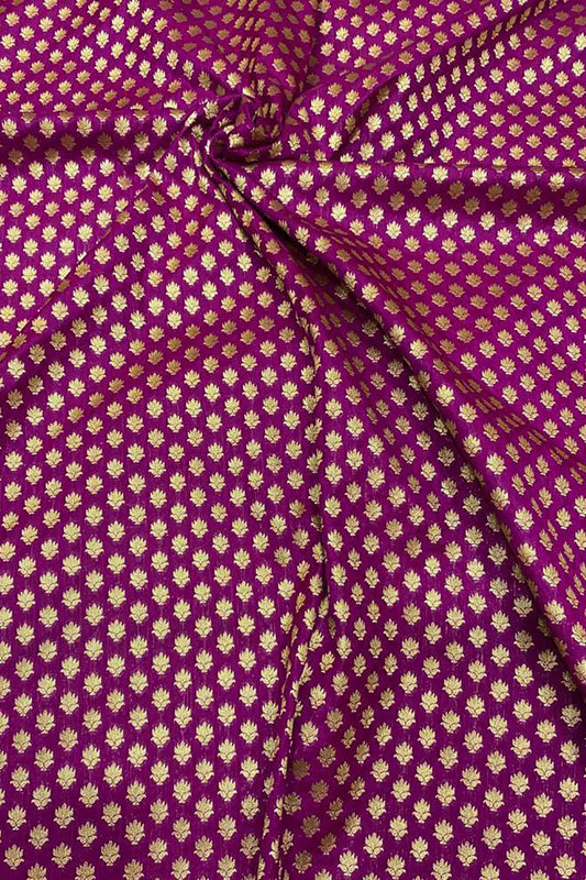 Shop Professional Quality Banarasi Silk Zari Fabric - Purple Booti Design (1 Mtr) - Luxurion World