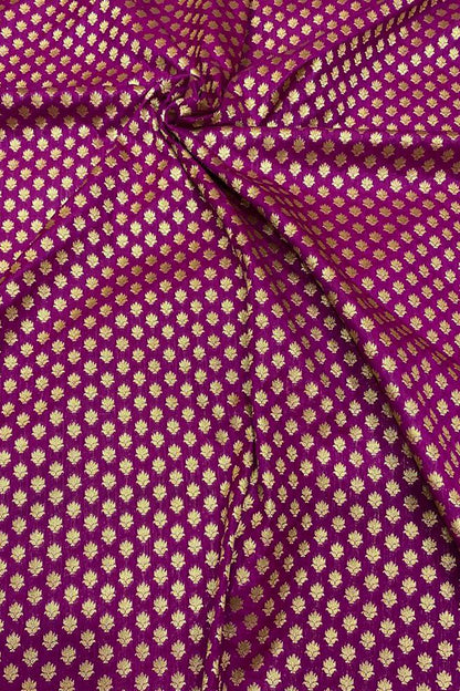 Shop Professional Quality Banarasi Silk Zari Fabric - Purple Booti Design (1 Mtr)