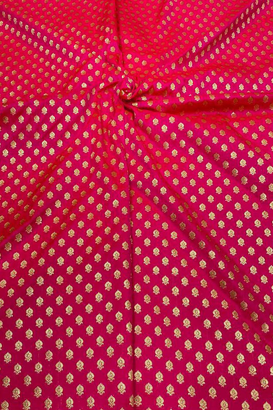 Shop Pink Booti Banarasi Silk Zari Fabric Online - 1 Mtr Length | Buy Now - Luxurion World