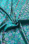 Shop exquisite Blue Banarasi Silk Tanchui Jamawar Brocade Fabric (1 Mtr) - Luxurion World