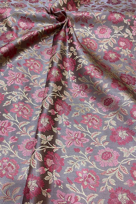 Shop Multicolor Banarasi Silk Tanchui Jamawar Brocade Fabric (1 Mtr) Online - Luxurion World
