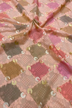 Vibrant Multicolor Banarasi Cotton Silk Brush Dyed Fabric - 1 Mtr - Luxurion World