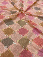 Vibrant Multicolor Banarasi Cotton Silk Brush Dyed Fabric - 1 Mtr - Luxurion World