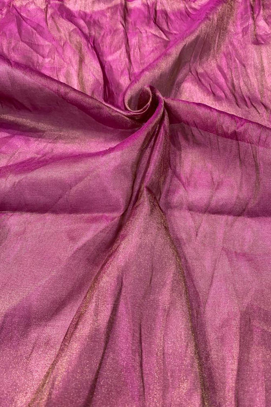Pink Handloom Banarasi Tissue Silk Fabric ( 2.5 Mtr )