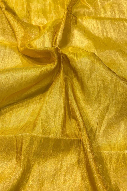 Yellow Handloom Banarasi Tissue Silk Fabric ( 2.5 Mtr ) - Luxurion World