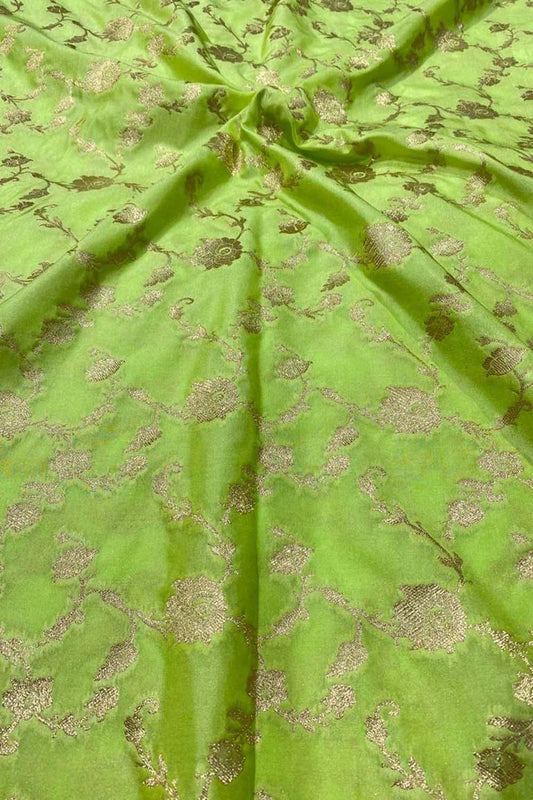 Green Banarasi Silk Fabric ( 1 Mtr ) - Luxurion World