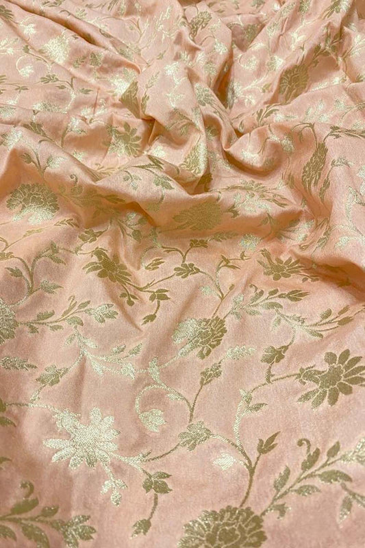Pastel Banarasi Silk Fabric ( 1 Mtr ) - Luxurion World