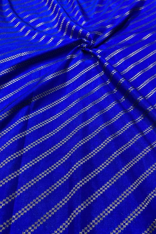 Blue Banarasi Silk Fabric ( 1 Mtr ) - Luxurion World