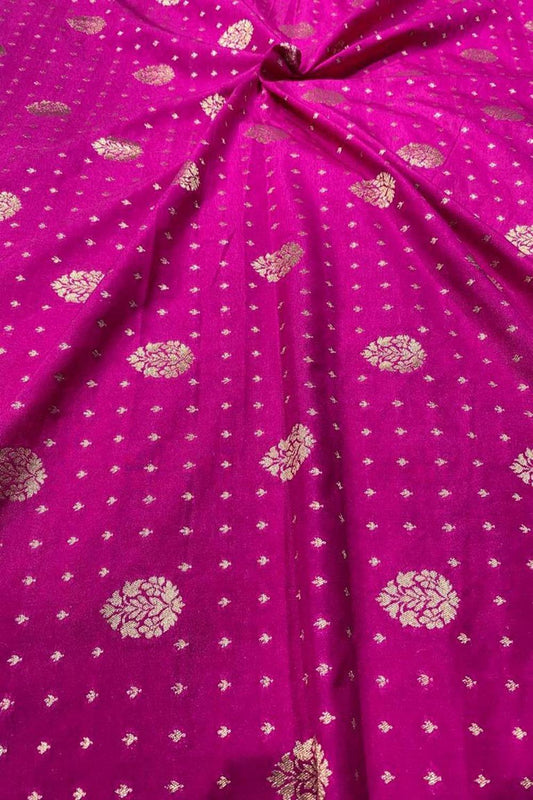 Pink Banarasi Silk Fabric ( 1 Mtr ) - Luxurion World