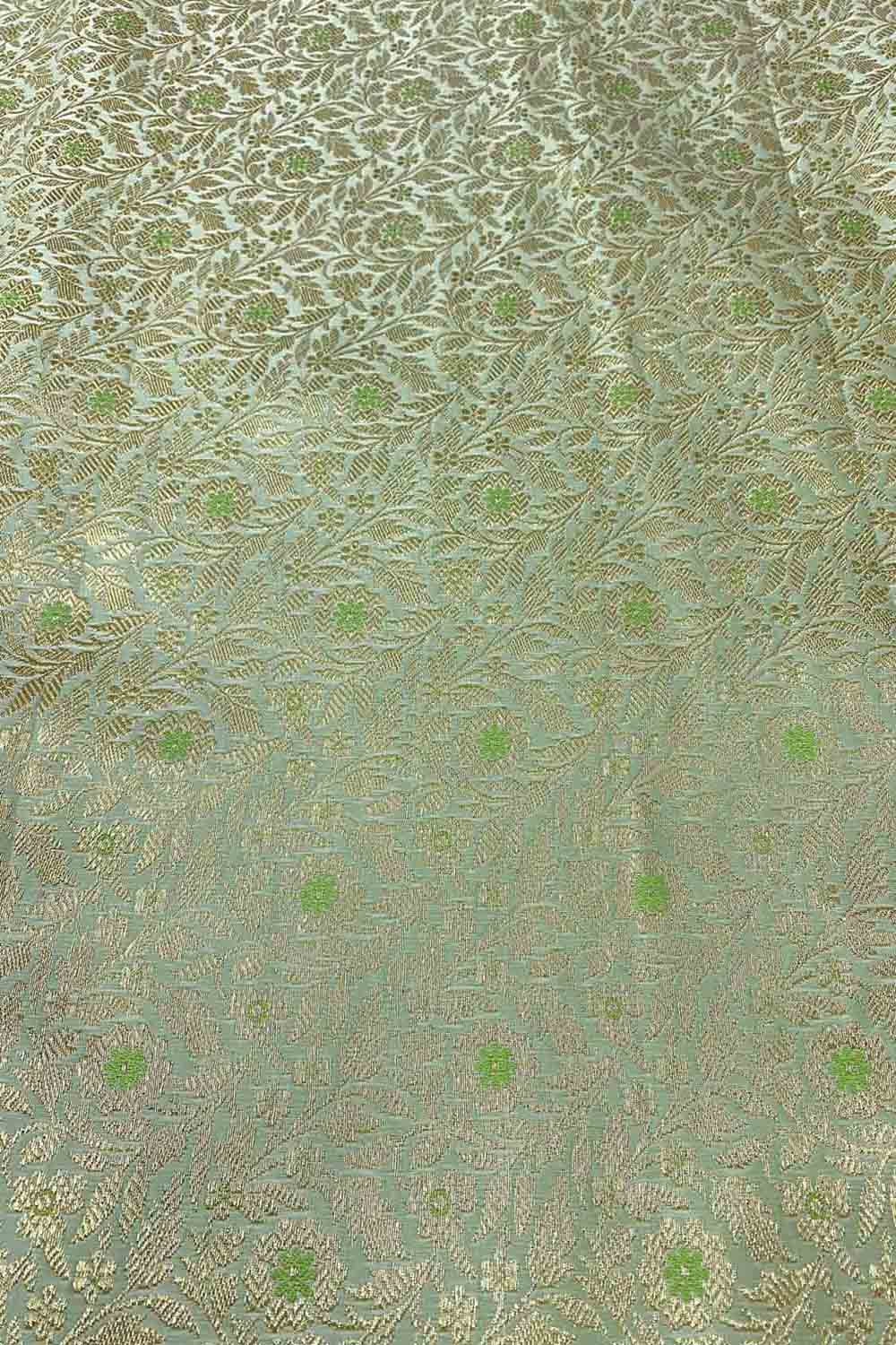 Green Banarasi Brocade Silk Fabric ( 2.5 Mtr ) - Luxurion World
