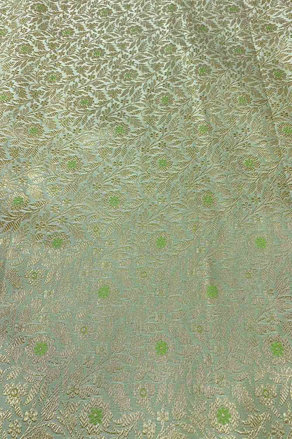 Green Banarasi Brocade Silk Fabric ( 2.5 Mtr ) - Luxurion World