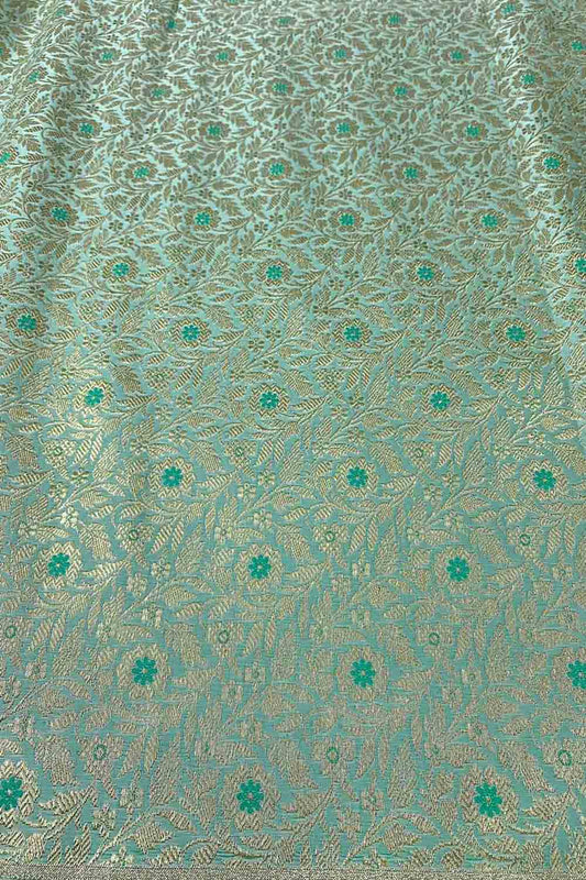 Blue Banarasi Brocade Silk Fabric ( 2.5 Mtr ) - Luxurion World