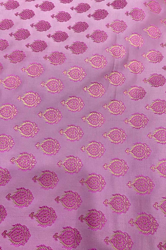 Pink Banarasi Silk Fabric ( 2.5 Mtr ) - Luxurion World