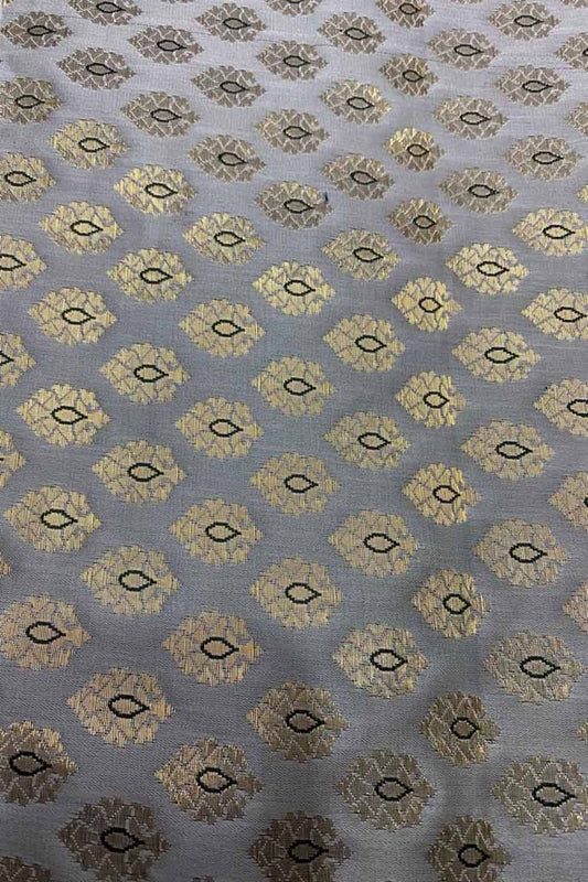 Grey Banarasi Silk Fabric ( 2.5 Mtr ) - Luxurion World