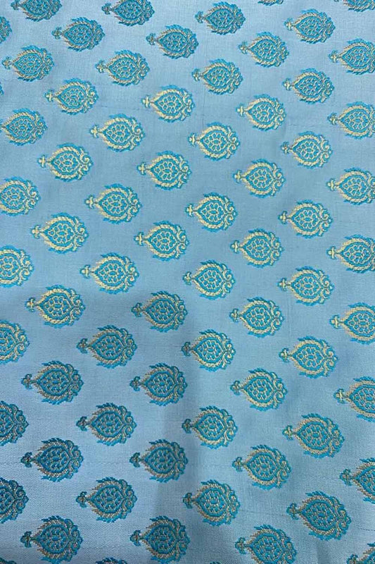 Blue Banarasi Silk Fabric ( 2.5 Mtr ) - Luxurion World