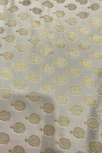 Off White Banarasi Silk Fabric ( 2.5 Mtr ) - Luxurion World