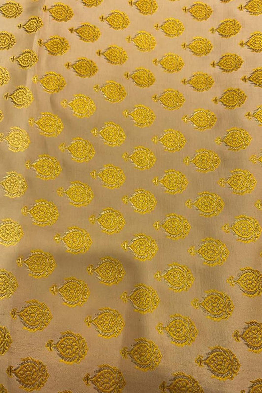Yellow Banarasi Silk Fabric ( 2.5 Mtr ) - Luxurion World