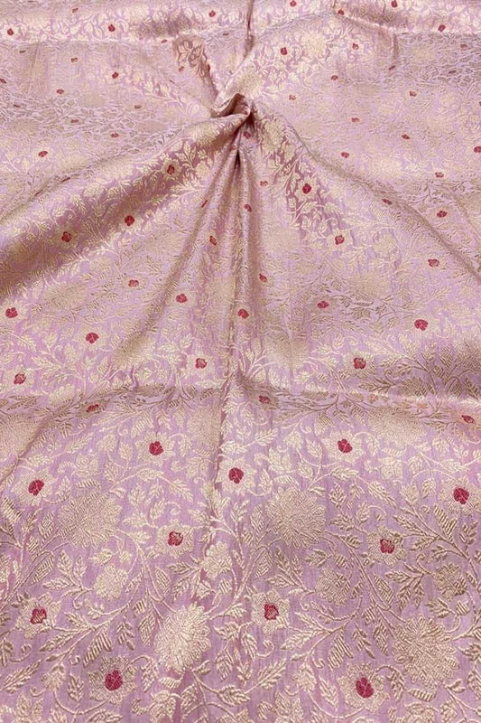 Pink Banarasi Meenakari Pure Katan Silk Brocade Fabric ( 5 Mtr )