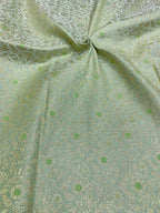Green Banarasi Silk Satin Zari Brocade Fabric ( 2.5 Mtr ) - Luxurion World