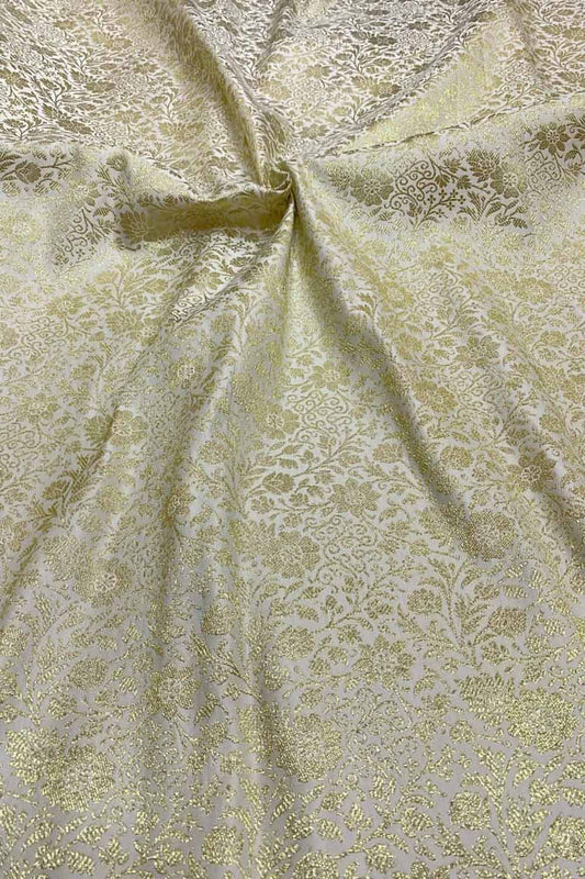 Green Banarasi Silk Satin Zari Brocade Fabric ( 2.5 Mtr )