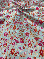 Exquisite Blue Banarasi Meenakari Silk Fabric ( 2.5 Mtrs ) - Luxurion World