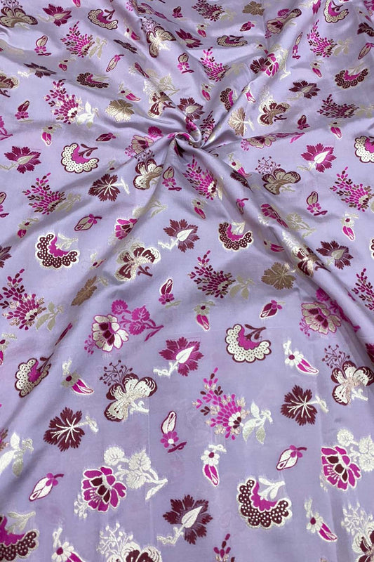Exquisite Purple Banarasi Meenakari Silk Fabric ( 2.5 Mtrs )