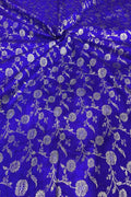 Blue Banarasi Handloom Silk Fabric - Pure Raw Elegance ( 2.5 Mtr ) - Luxurion World