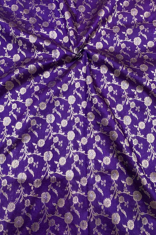 Exquisite Purple Banarasi Handloom Silk Fabric ( 2.5 Mtr )