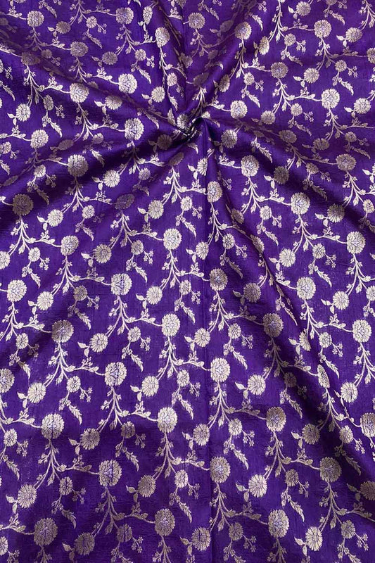 Exquisite Purple Banarasi Handloom Silk Fabric ( 1 Mtr ) - Luxurion World