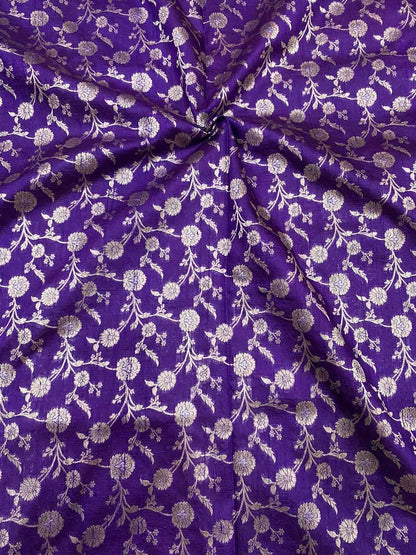 Exquisite Purple Banarasi Handloom Silk Fabric ( 2.5 Mtr ) - Luxurion World