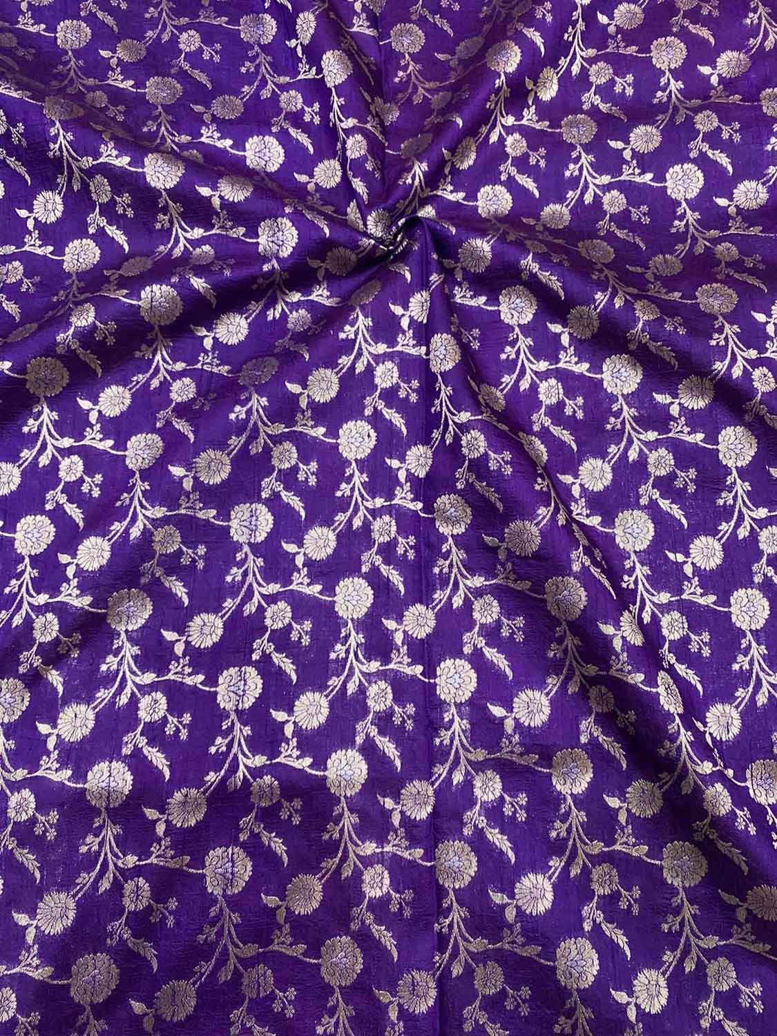 Exquisite Purple Banarasi Handloom Silk Fabric ( 1 Mtr ) - Luxurion World