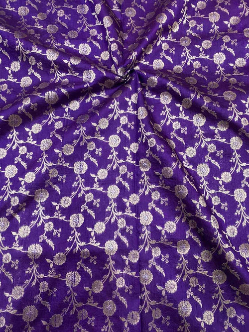 Exquisite Purple Banarasi Handloom Silk Fabric ( 1 Mtr ) - Luxurion World