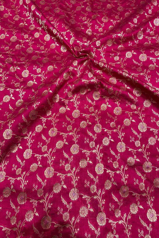 Exquisite Pink Banarasi Handloom Silk Fabric ( 2.5 Mtr ) - Luxurion World