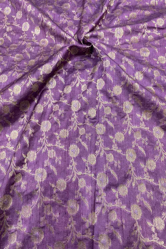 Exquisite Purple Banarasi Handloom Silk Fabric ( 2.5 Mtr ) - Luxurion World