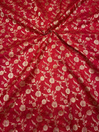 Exquisite Red Banarasi Handloom Silk Fabric ( 2.5 Mtr ) - Luxurion World