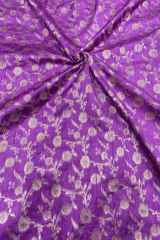 Exquisite Purple Banarasi Handloom Silk Fabric ( 2.5 Mtr ) - Luxurion World