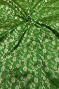 Green Banarasi Handloom Silk Fabric - Pure Raw Elegance ( 2.5 Mtr ) - Luxurion World