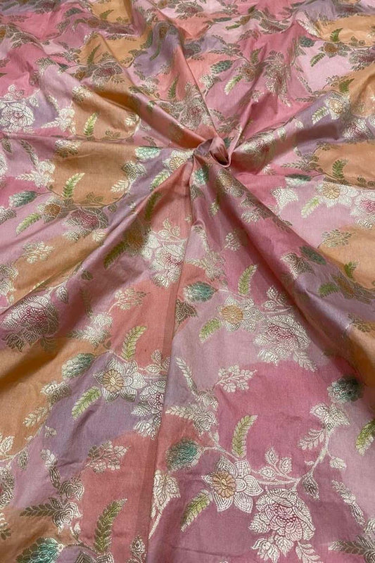 Vibrant Banarasi Brush Dyed Silk Fabric
