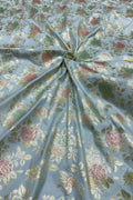 Blue Banarasi Silk Fabric: Brush Dyed Elegance - Luxurion World